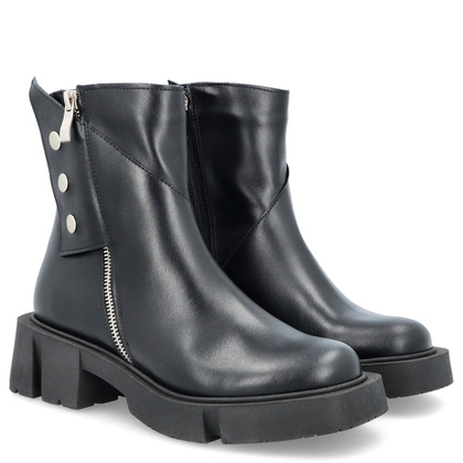 Botki damskie skórzane - TYMOTEO 2169 CZARNY