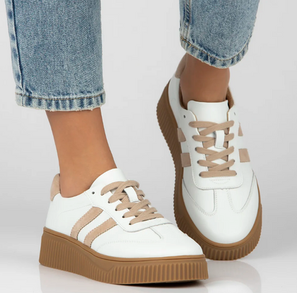 Sneakersy ze skóry naturalnej - FILIPPO DP6776/25 BIAŁE