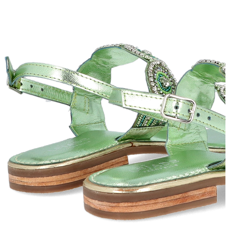 Eleganckie zdobne sandały - LEJADE 3755 PISTACJOWE