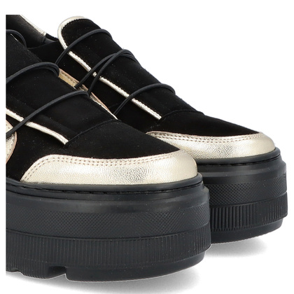 Sneakersy na lekkiej podeszwie - TYMOTEO R1001 CZARNO-ZŁOTE