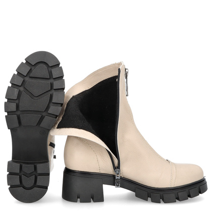 Wygodne botki ze skóry - SIMEN 3264A BEŻOWE