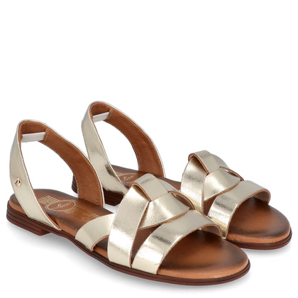 Płaskie sandały skórzane - LEMAR 40185 ZŁOTE