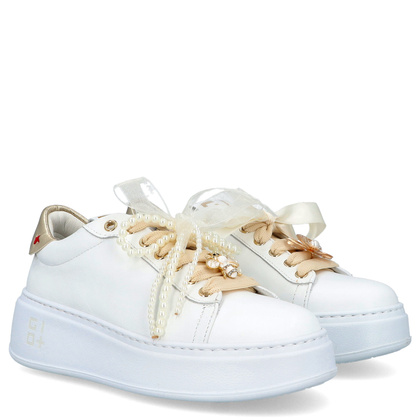Sneakersy skórzane premium - GIO+ PIA356A BIAŁE