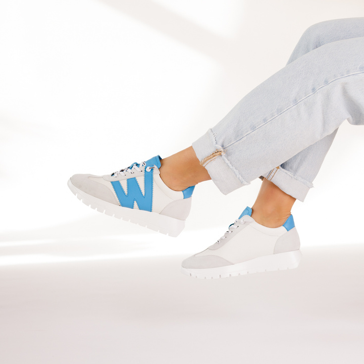 Hiszpańskie sneakersy premium - WONDERS A-2476 SZARO-NIEBIESKIE