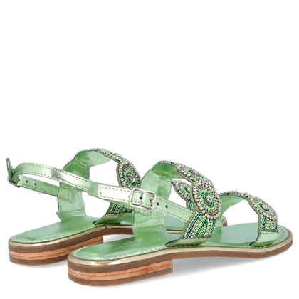 Eleganckie zdobne sandały - LEJADE 3755 PISTACJOWE