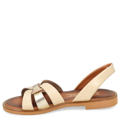 Wygodne sandały skórzane - LEMAR 40382 BEŻOWE