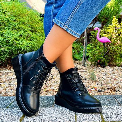 Skórzane sneakersy damskie - FILIPPO DBT4799/24 CZARNE