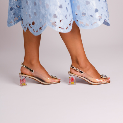 Silikonowe sandały na modnym obcasie - SCAVIOLA S-352 ZŁOTE