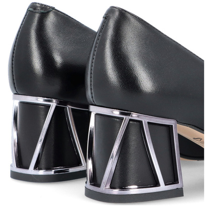 Skórzane czółenka w szpic - KOTYL 5435 CZARNE