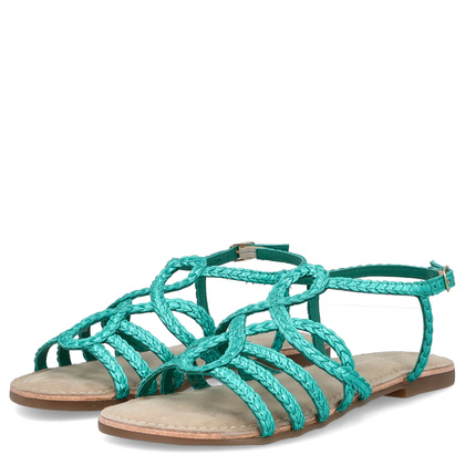 Skórzane płaskie sandałki - GIOSEPPO 71746 TURKUSOWE