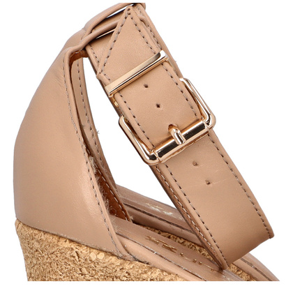 Sandały damskie na koturnie - TYMOTEO M2148 BEŻOWO ZŁOTE