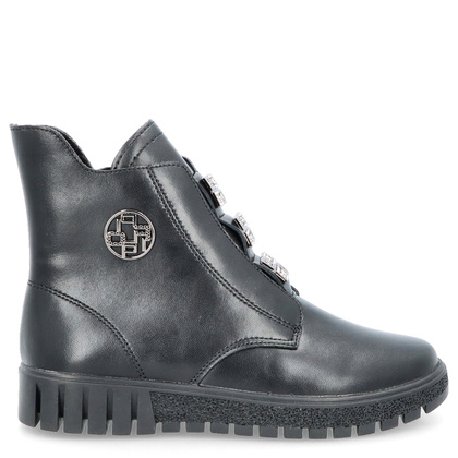 Skórzane botki z ozdobami - FILIPPO DBT6360/24 CZARNE