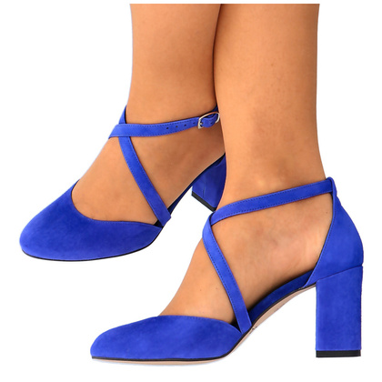 Taneczne czółenka ze skóry - KOTYL 7075 CHABROWE NIEBIESKIE