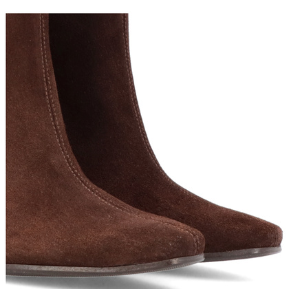 Skórzane botki na obcasie - TYMOTEO G1076 CZEKOLADOWE