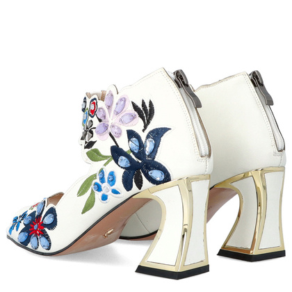 Sandały z kolorowymi kryształkami - SCAVIOLA S-194 BIAŁE