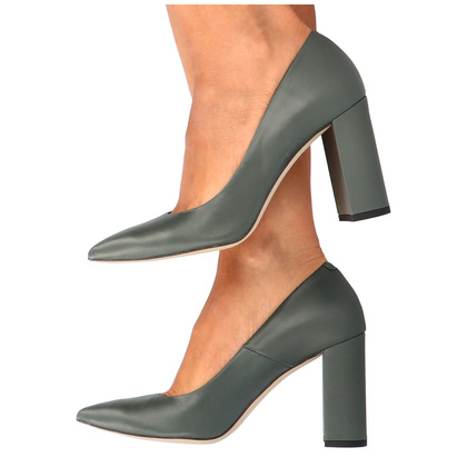 Czółenka na designerskim slupku - BRAVO MODA 0130 KHAKI