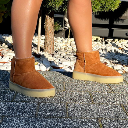 Skórzane śniegowce damskie - RAVINI 23 260 CAMEL