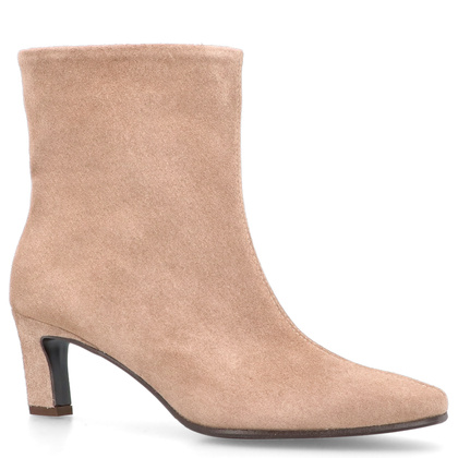 Skórzane botki na obcasie - TYMOTEO G1076 BEŻOWE