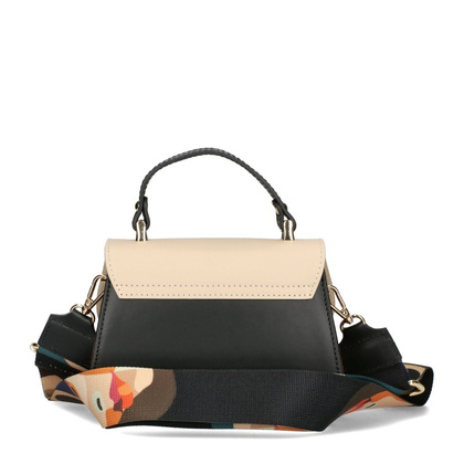 Torebka kuferek ze skóry - EGO ES-S0216 CZARNO-BEŻOWA