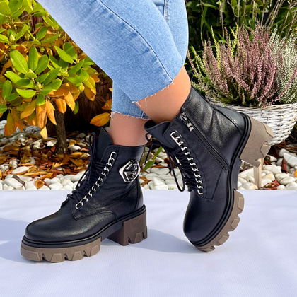 Trapery na grubym spodzie - LEMAR 60376 CZARNE