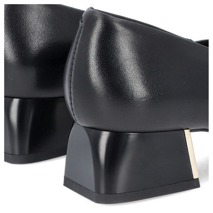 Czółenka ze skóry na niskim obcasie - KOTYL 1701 CZARNE