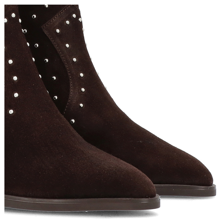 Skórzane botki na słupku - WONDERS M-5431 BRĄZOWE