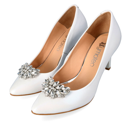 Błyszczące kryształowe klipsy do butów - TYMOTEO LOVE T52 SREBRNE