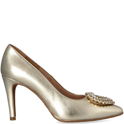 Hiszpańskie szpilki z ozdobą - BRENDA ZARO T3642 ZŁOTE