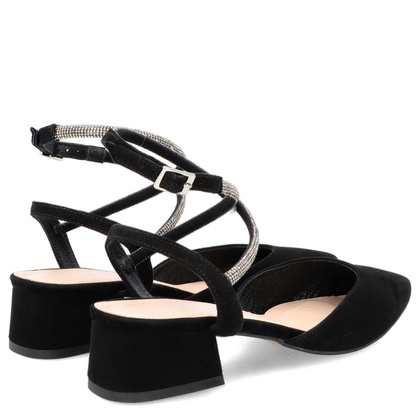 Czółenka z ozdobnymi paseczkami - KOTYL 9939 CZARNE