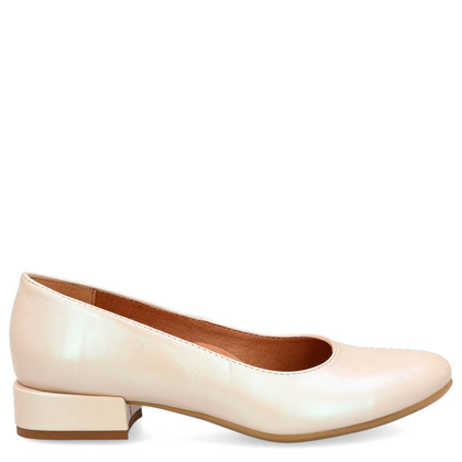 Niskie czółenka z powiększoną tęgością H - TYMOTEO P1019 PERŁOWE BEŻOWE