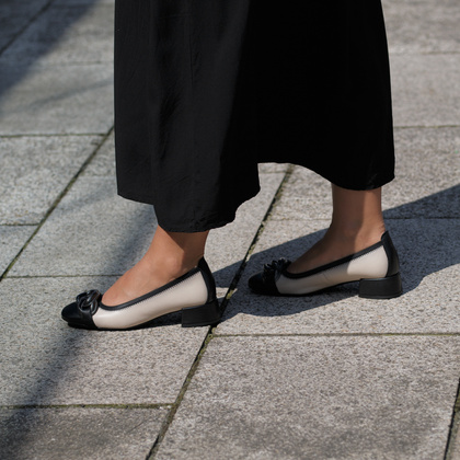 Hiszpańskie czółenka z klamrą - HISPANITAS CHI254349 BEŻOWO CZARNE