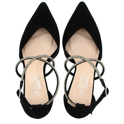 Szpilki z błyszczącymi paseczkami - KOTYL 3713 CZARNE