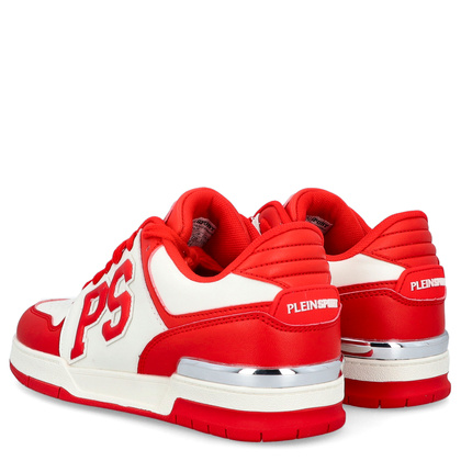 Sneakersy premium unisex - PLEIN SPORT SAES-USC0737 CZERWONO-BIAŁE
