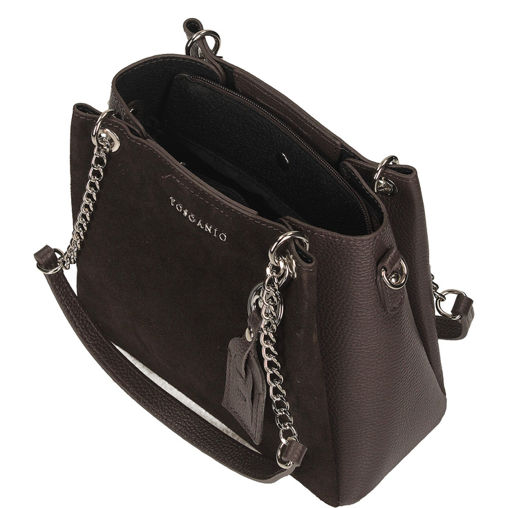 Damska torebka ze skóry - TOSCANIO G141 CIEMNY BRĄZ