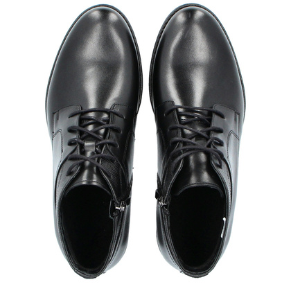 Skórzane buty męskie za kostkę - TAPI F-2446 CZARNE