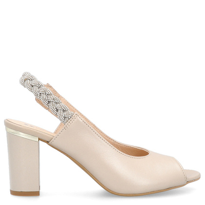 Eleganckie sandałki z odkrytą piętą - TYMOTEO 2387 PERŁOWE