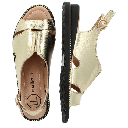 Lekkie sandały ze skóry - FILIPPO DS4470/25 ZŁOTE