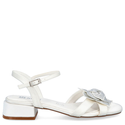 Niskie sandały ślubne - MENBUR 25656 BIAŁE