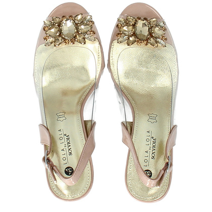 Sandały na modnym obcasie - SCAVIOLA S-207 BEŻOWE