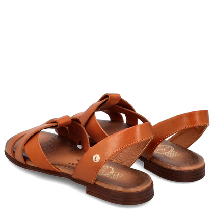 Płaskie sandały skórzane - LEMAR 40185 BRĄZOWE