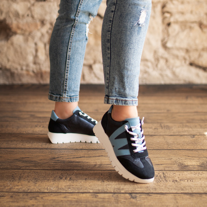 Hiszpańskie sneakersy premium - WONDERS A-2476 GRANATOWE