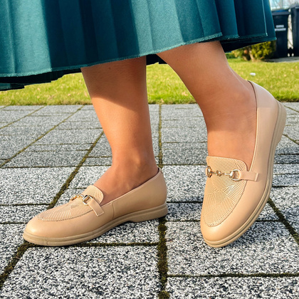 Miękkie mokasyny ze skóry - TYMOTEO P1021 BEŻOWE