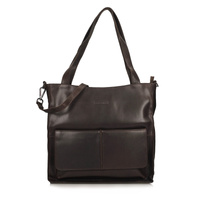 Torebka skórzana shopper - TOSCANIO TR12744 CIEMNY BRĄZ