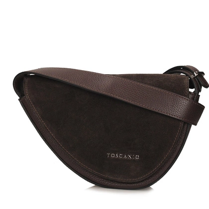 Torebka damska ze skóry - TOSCANIO G87 CIEMNY BRĄZ
