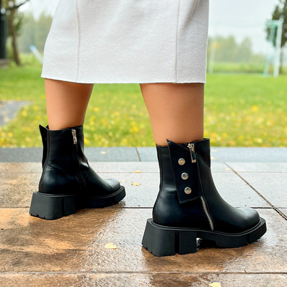 Botki damskie skórzane - TYMOTEO 2169 CZARNY