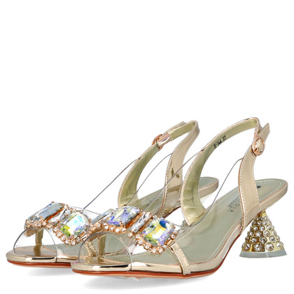 Sandały na ozdobnym obcasie - SCAVIOLA S-144 ZŁOTE