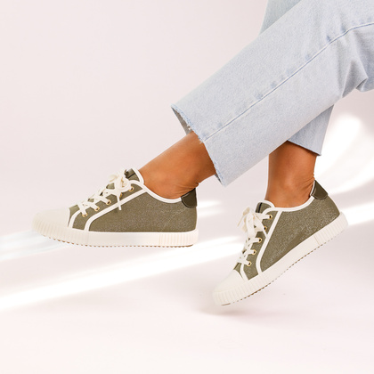 Sznurowane trampki damskie - GEOX D.BLOMIEE B-SHI. TEX D556HB ZIELONE