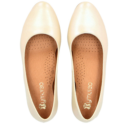 Niskie czółenka z powiększoną tęgością H - TYMOTEO P1019 PERŁOWE BEŻOWE