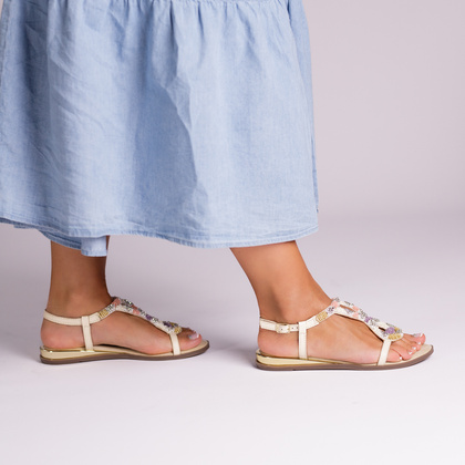 Skórzane płaskie sandałki - GIOSEPPO 74856 BEŻOWE