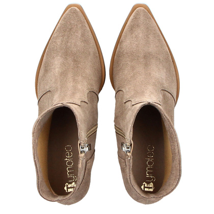 Krótkie kowbojki ze skóry - TYMOTEO G1074 BEŻOWE